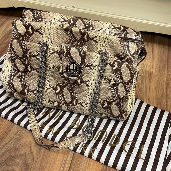 Henri Bendel Snakeskin Print Chain Strap Shoulder Bag - Picture 1 of 14